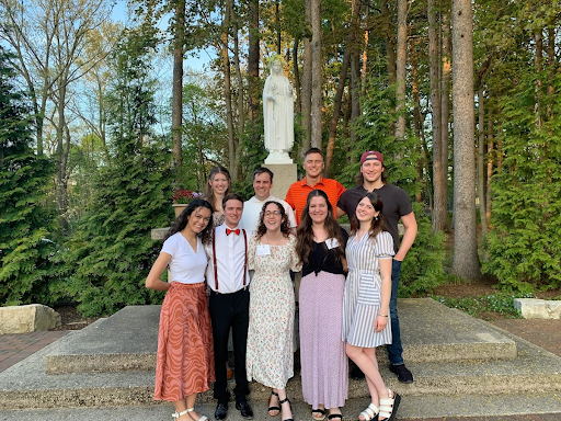 Students at Mary Statue